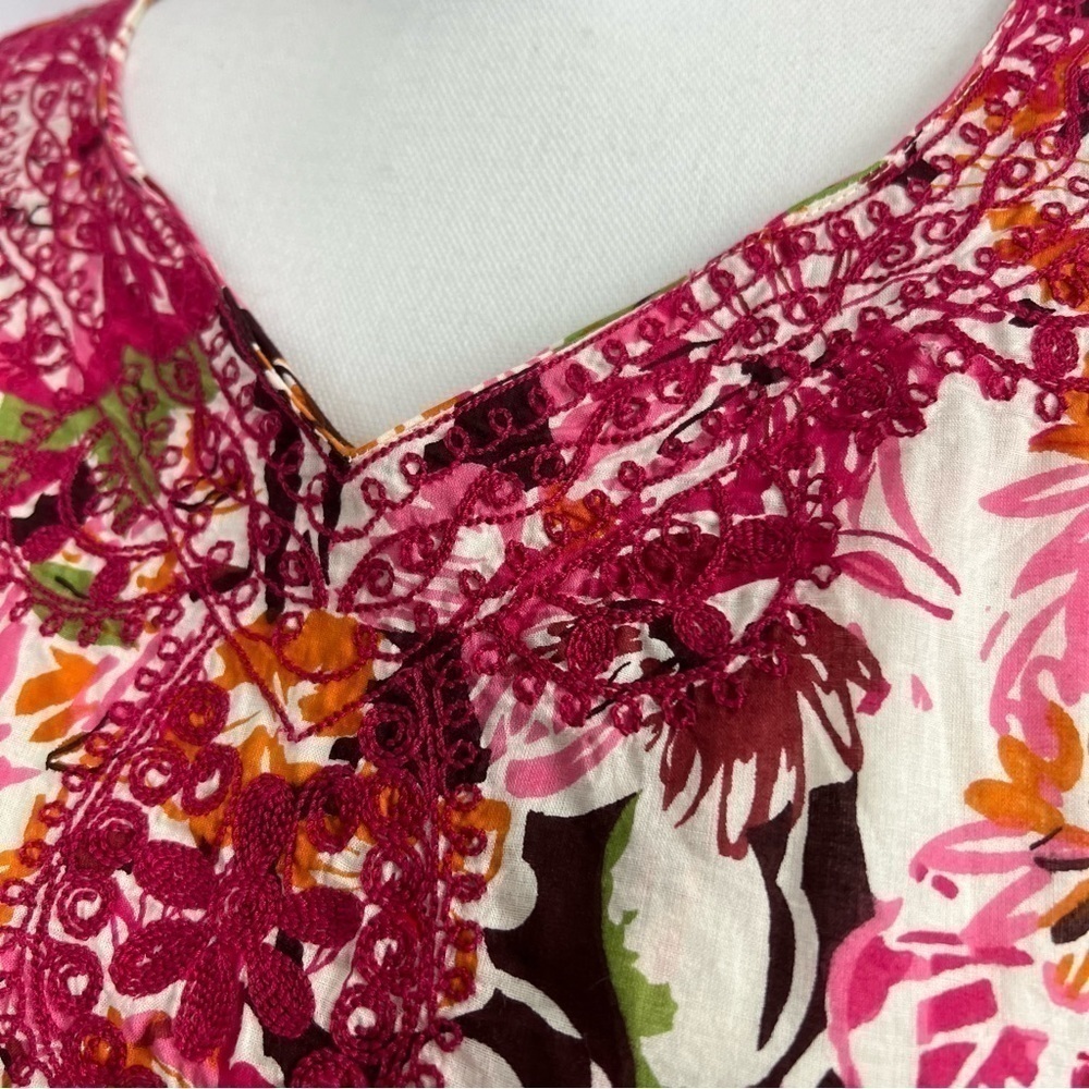CJ BANKS Women’s Pullover Top Sz X (14W) Multi Color Floral Print Embroidered - Picture 8 of 13